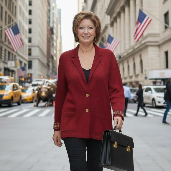 St. John Vibrant Red Blazer - Picture 2 of 11